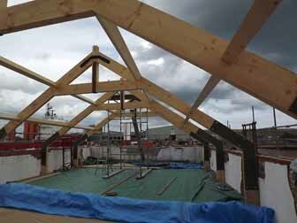 View along the length of the roof struts.