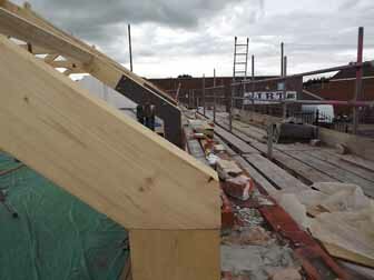 A roof strut before the steel support plate is fitted.