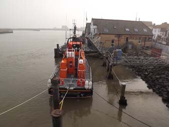 View of lifeboat moorings not often seen.